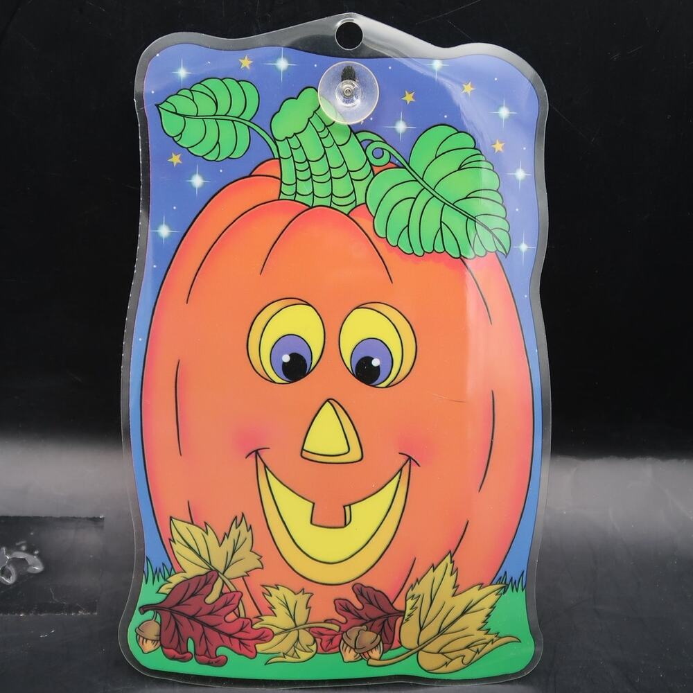 Color Clings Halloween Jack o Lantern Plastic Window Decoration Vintage 1990s